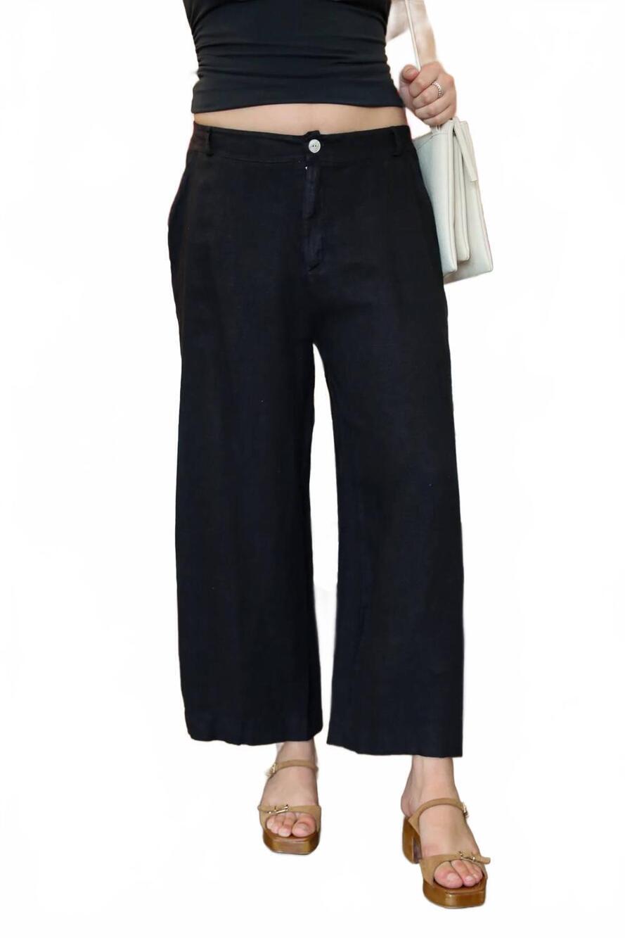 NEW MILIO MILANO wide leg gaucho trouser pants in black